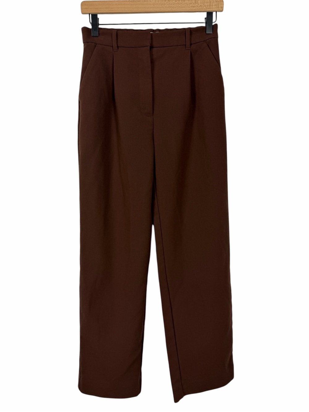 Abercrombie & Fitch Dress Pants Trousers High Rise Straight Leg Brown Size 26 - Picture 2 of 8